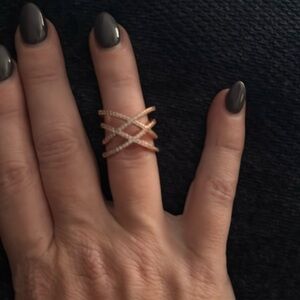 Rose gold cross cross ring